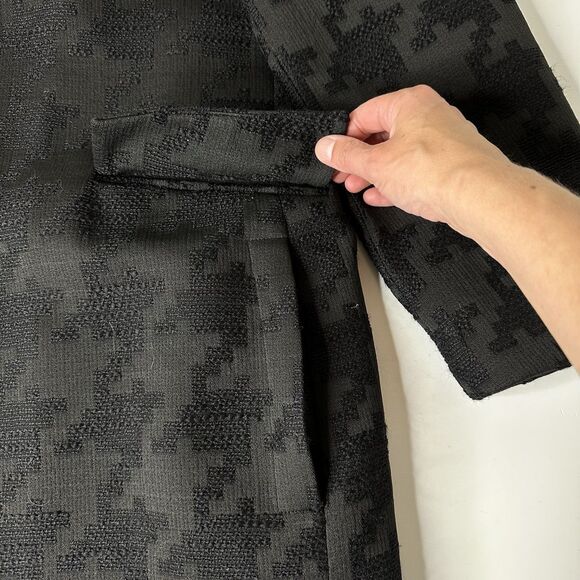 Louben Houndstooth Jacket Sz 16 Black Wool Blend Open Front Old Money Career - Picture 5 of 13